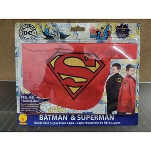 Batman & Superman Kids Reversible Super Hero Cape 2 in 1 Rubies 32033 *NEW*